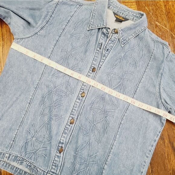Woolrich Denim Long Sleeve Monotone Embroidered Button Down Shirt - Picture 8 of 13